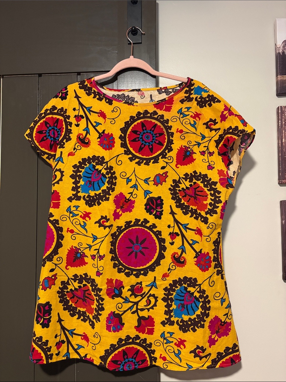 Women’s Yellow Floral Print Short Top